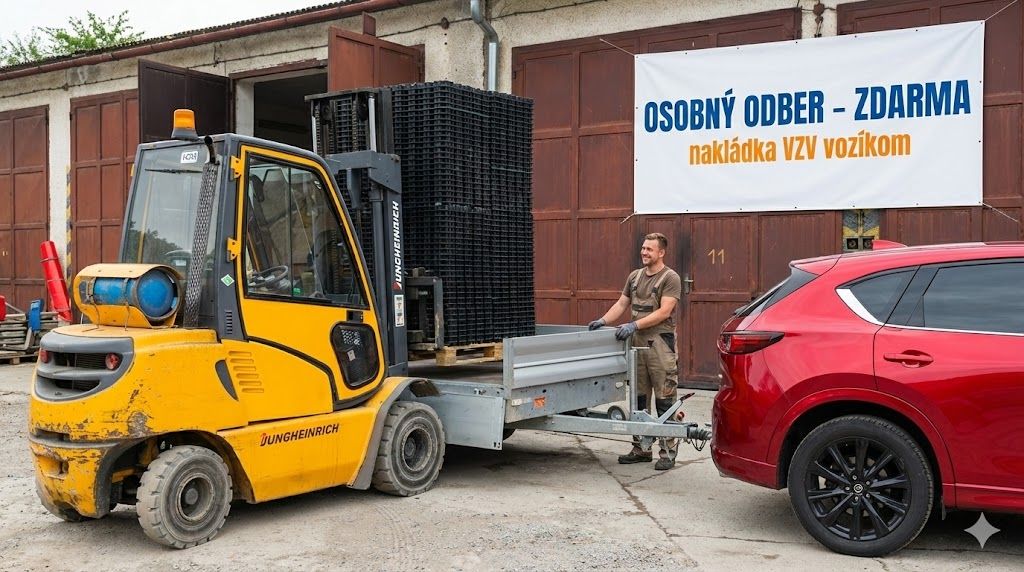 nakladka tovaru na vozík zákazníka - osobný odber zatrávňovačov
