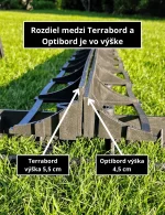 Porovnanie výšky neviditeľných obrubníkov Terrabord 5,5 cm a Optibord 4,5 cm